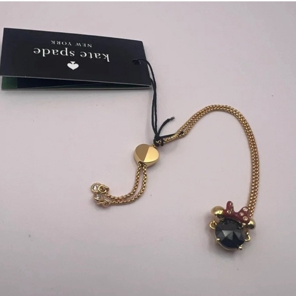 NWT Disney x Kate Spade Minnie Mouse Earrings & Necklace Set | Gold Black Red CZ - Picture 12 of 12